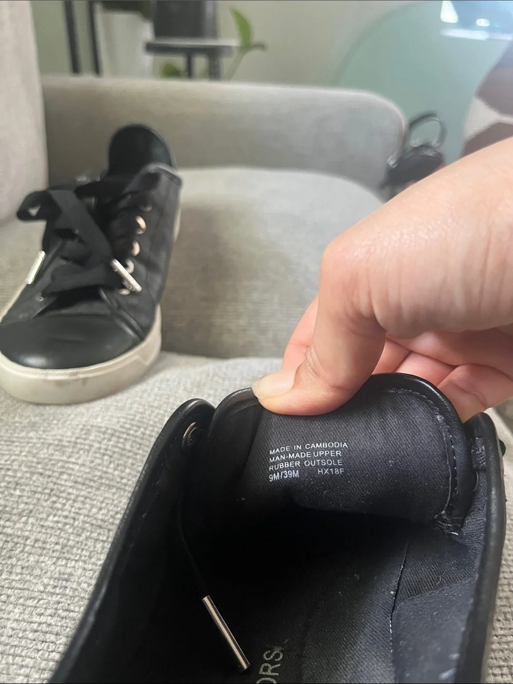 Michael Kors Black Leather Lace-Up Sneakers with White Trim